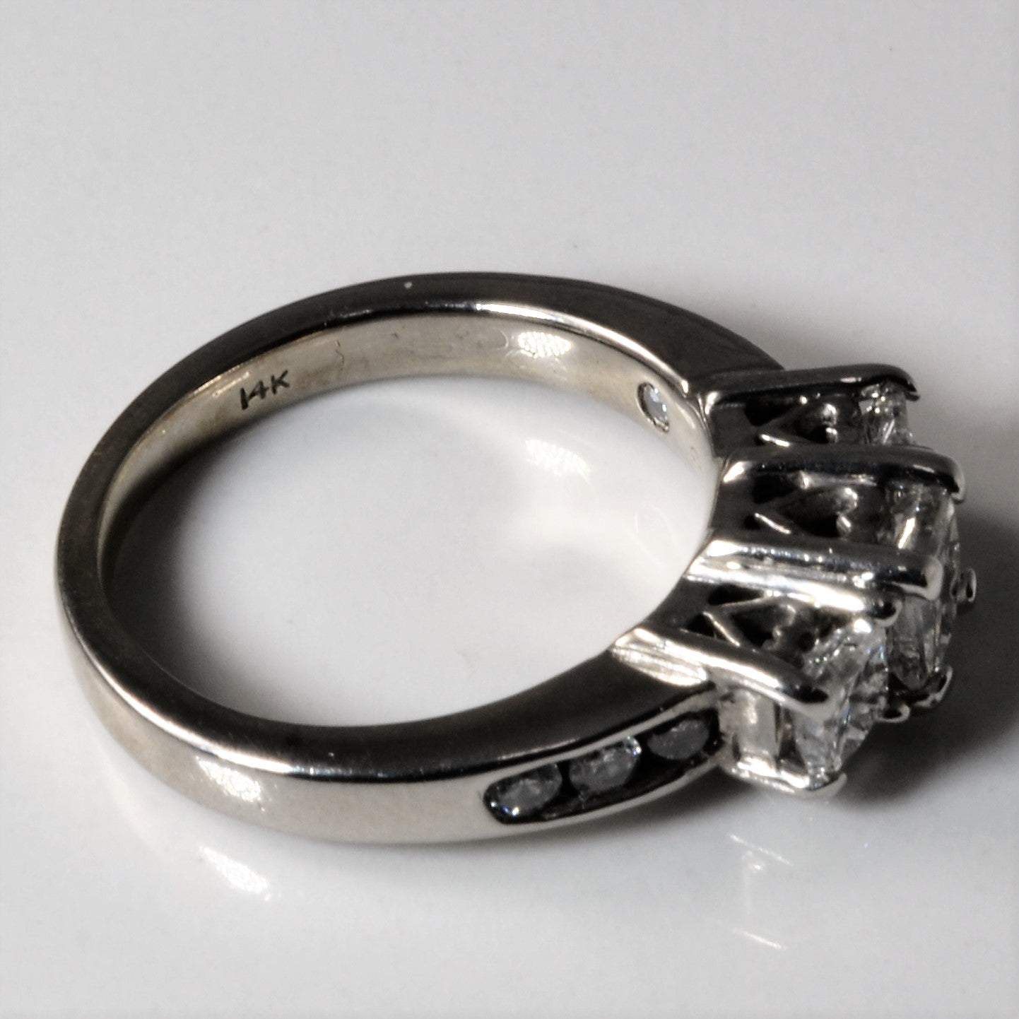 Three Stone Princess Diamond Ring | 0.87ctw | SZ 4.25 |