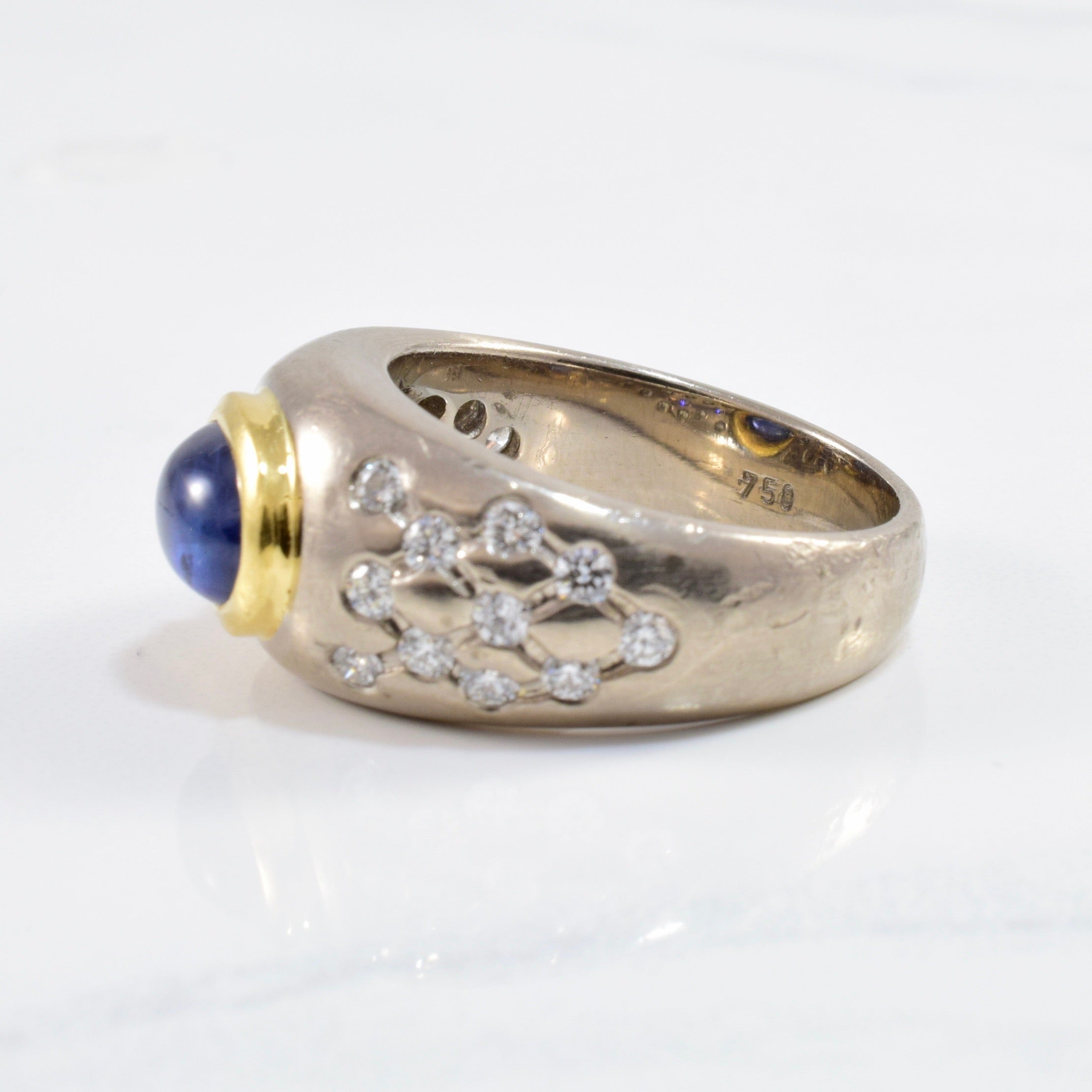 Cabochon Sapphire & Diamond Ring | 0.62ctw, 2.00ct | SZ 7.25 |