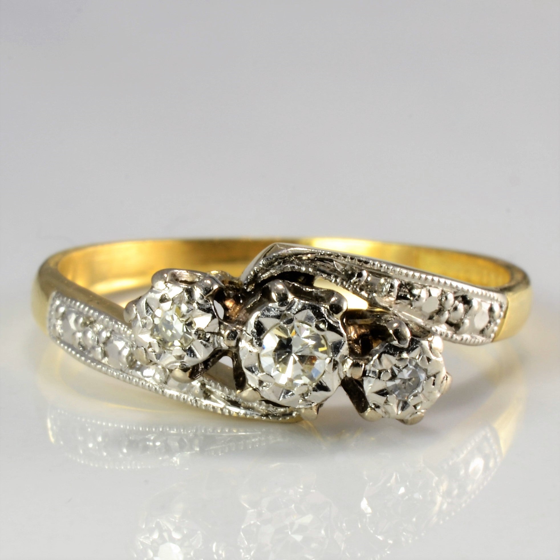 Edwardian Three Stone Diamond Ring | 0.05 ctw, SZ 5.5 |