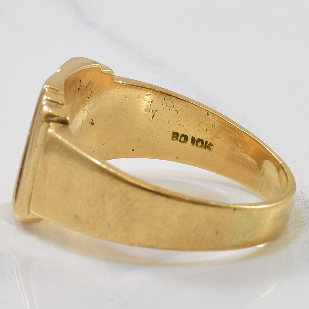 Yellow Gold Rectangular Signet Ring | SZ 9.75 |