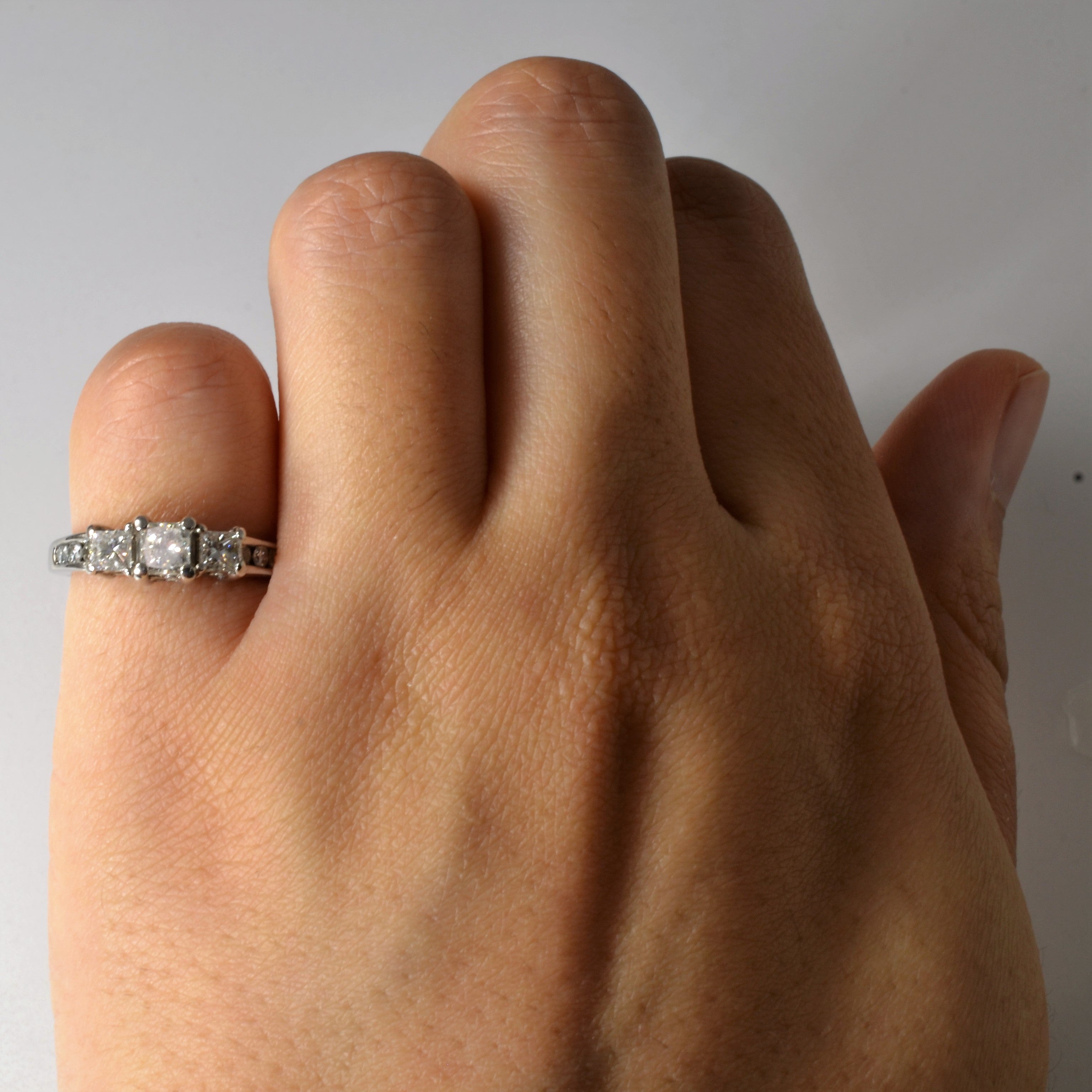 Three Stone Princess Diamond Ring | 0.87ctw | SZ 4.25 |