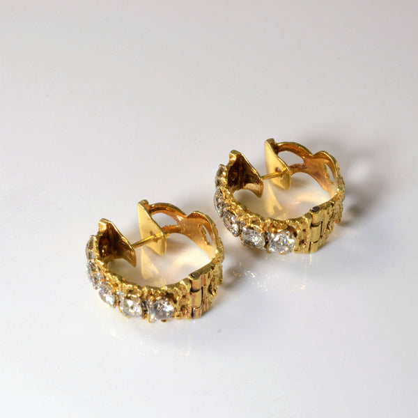 Textured Diamond Hoop Earrings | 2.22ctw |