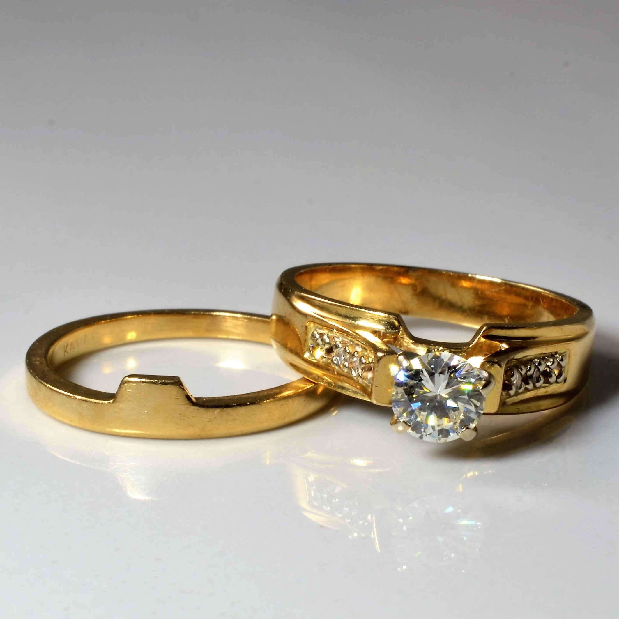 Diamond Engagement Ring & Nesting Band | 0.62ctw | SZ 7.25 |