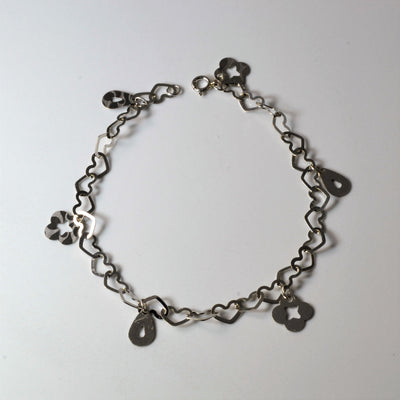 18k White Gold Clover Charm Bracelet | 7.5