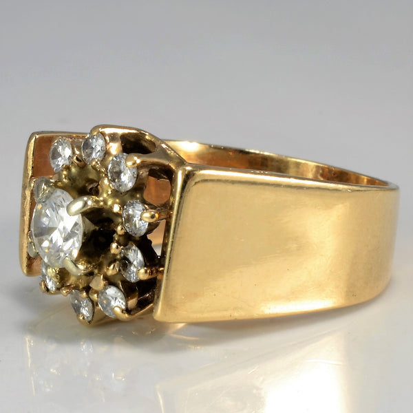 Floral Diamond Cluster Wide Ring | 0.52 ctw, SZ 4.75 |
