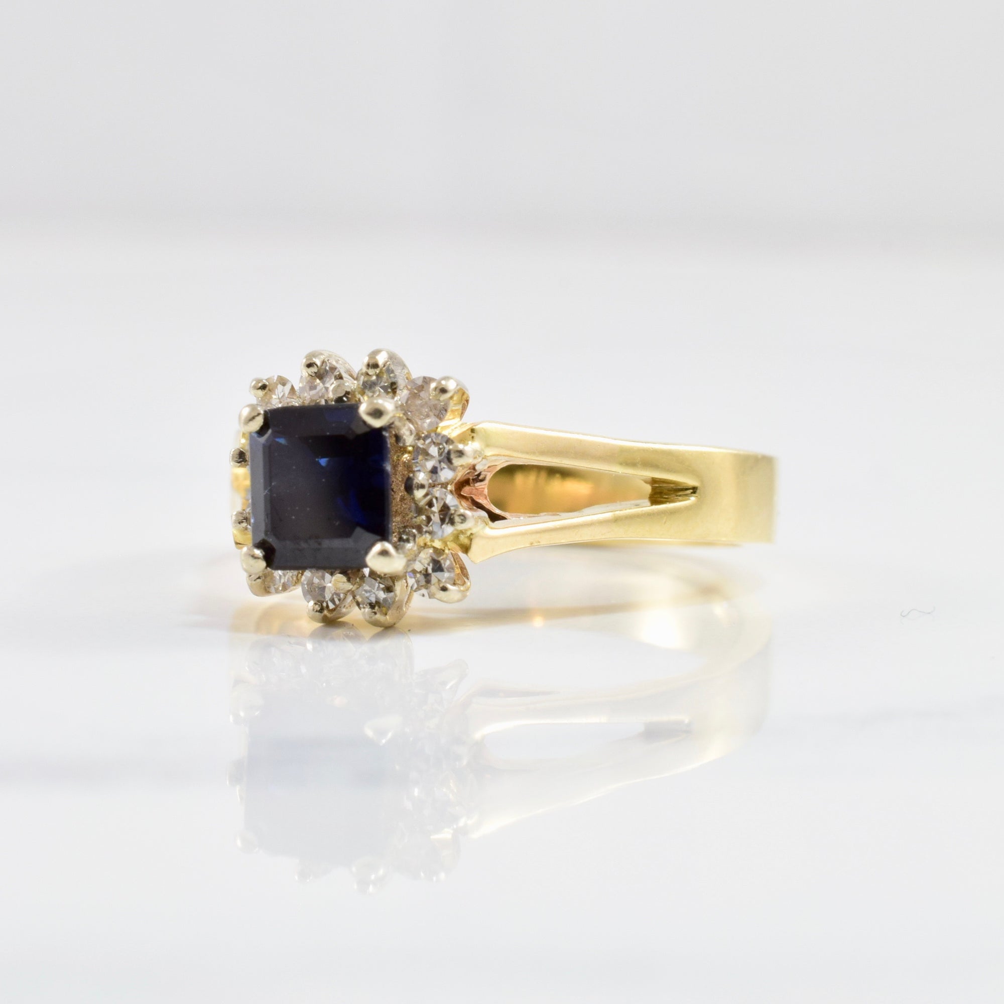 Sapphire and Diamond Halo Ring | 0.18 ctw SZ 6.5 |
