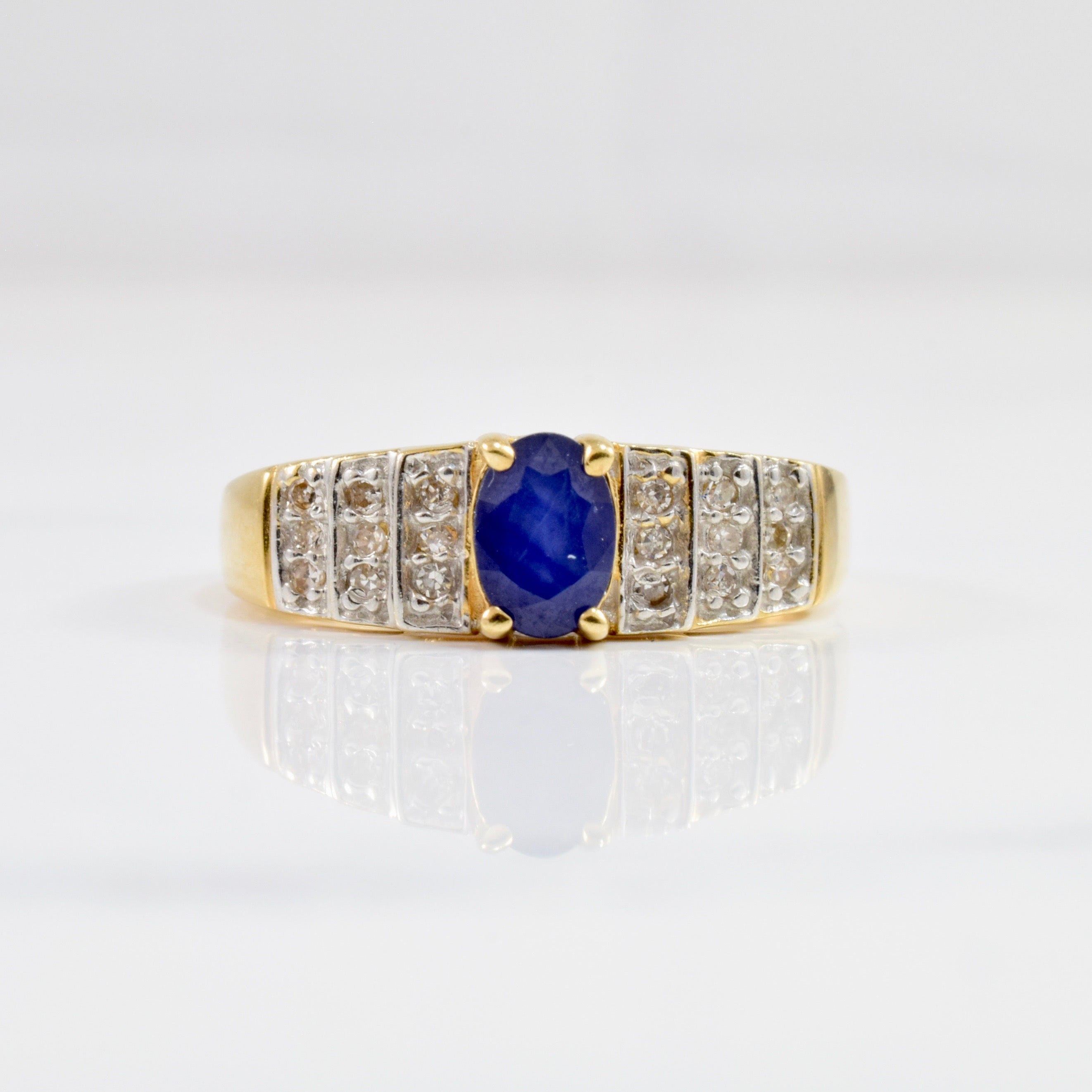 Sapphire & Diamond Accent Ring | 0.06 ctw SZ 7 |