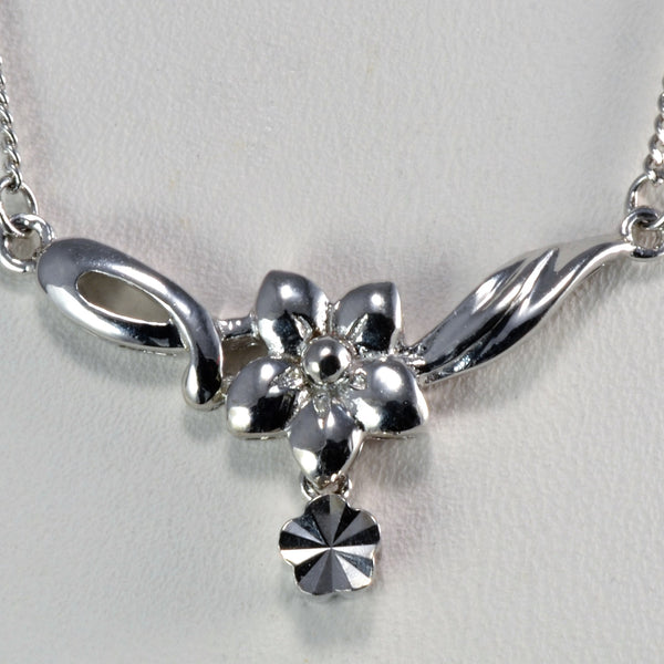 Platinum Floral Necklace | 16''|