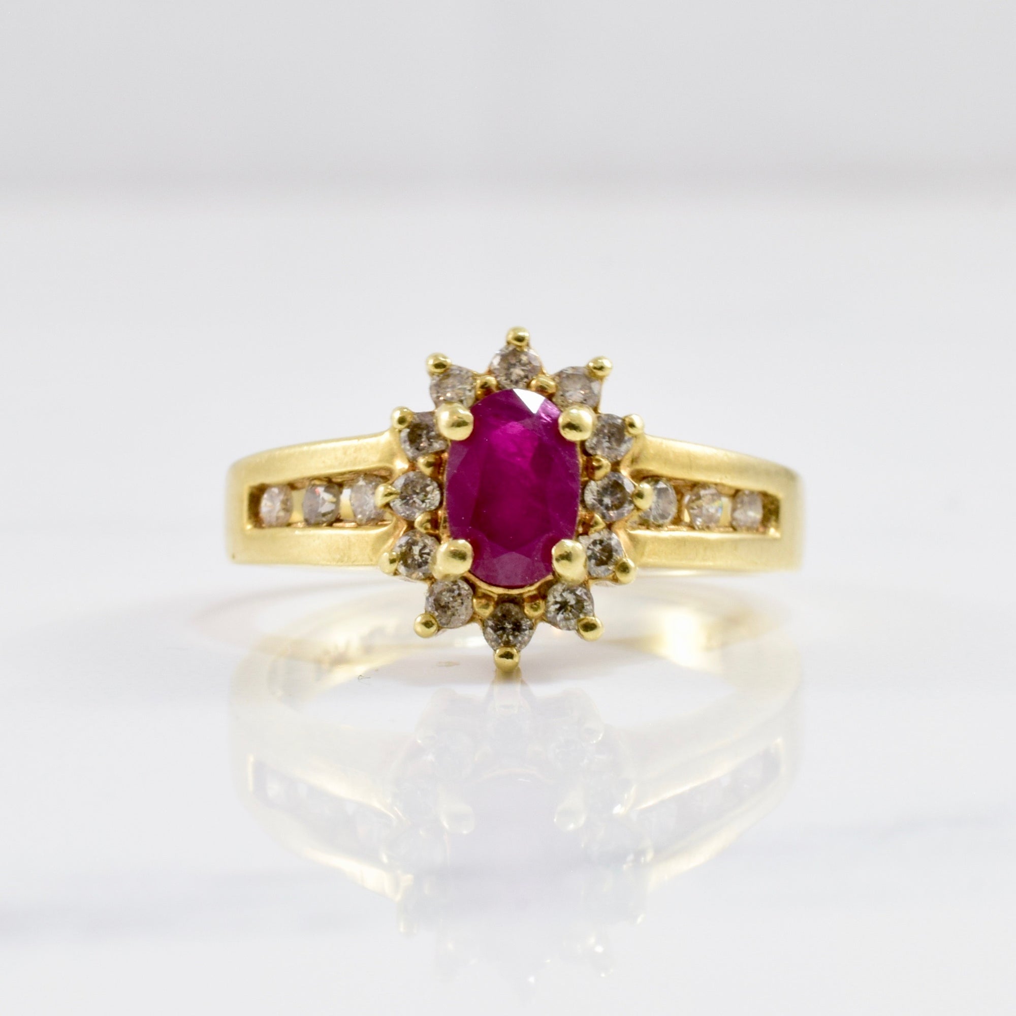Ruby and Channel Set Diamond Ring | 0.20 ctw SZ 5 |