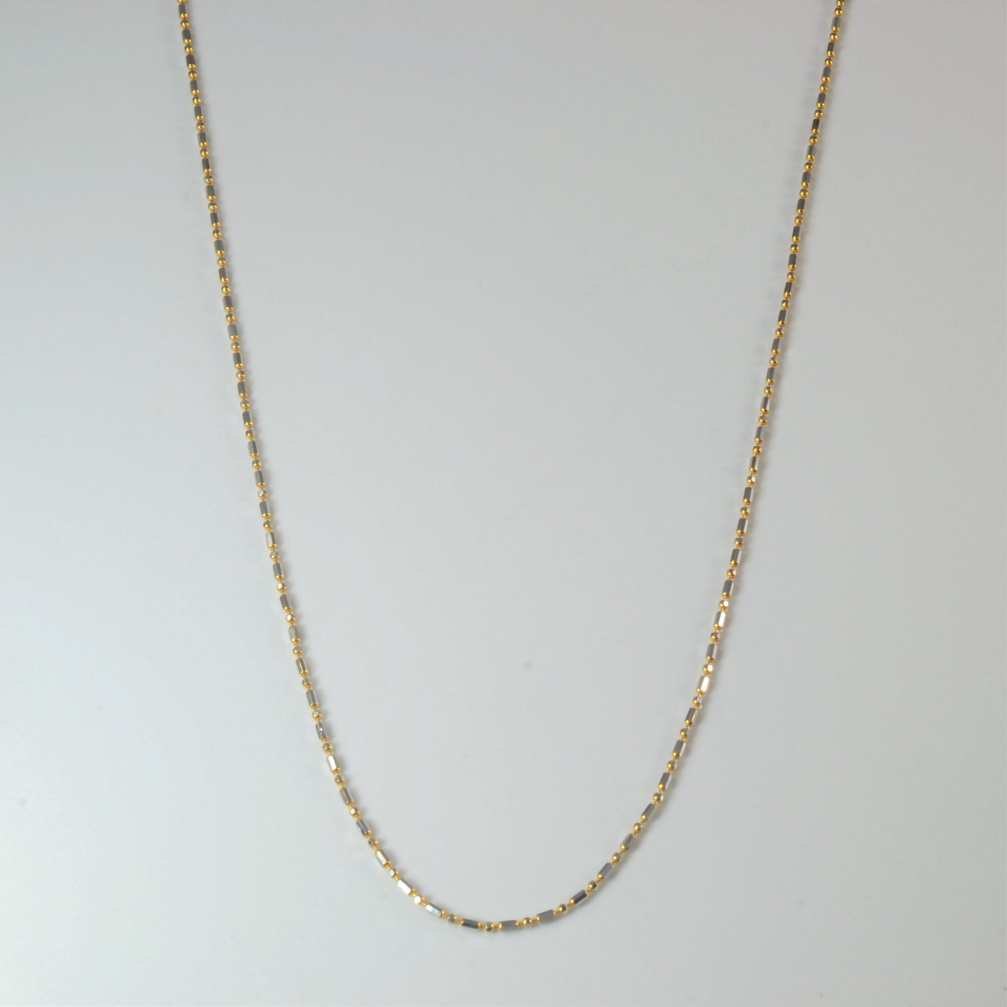 14k Two Tone Gold Beaded Chain | 16