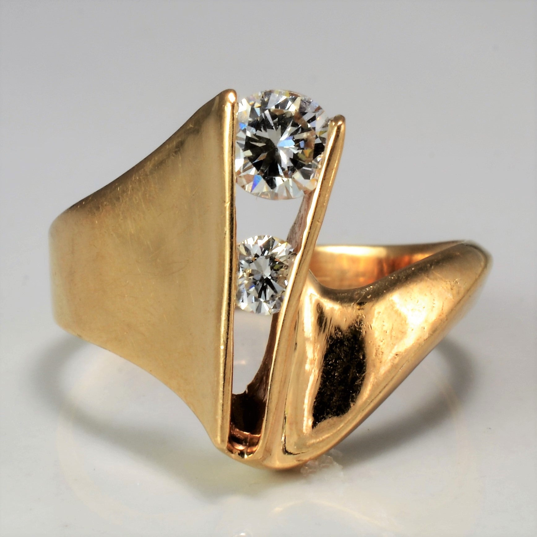 Unique Channel Set Diamond Chevron Ring | 0.39 ctw, SZ 6.25 |