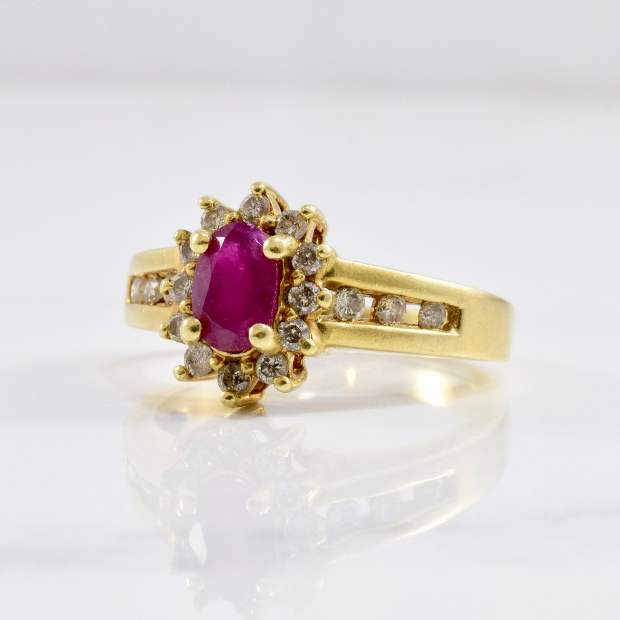 Ruby and Channel Set Diamond Ring | 0.20 ctw SZ 5 |