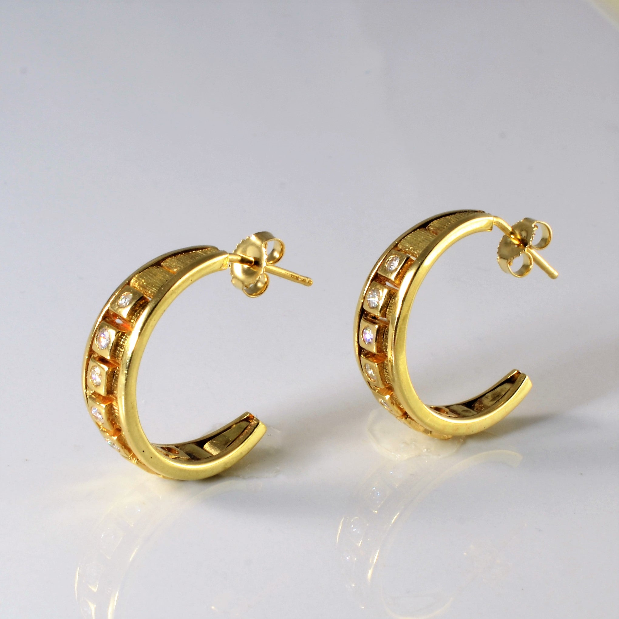 Diamond Semi Hoop Earrings | 0.17ctw |