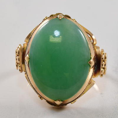 Mid Century Jadeite Cabochon Ring | 6.00ct | SZ 4.5 |