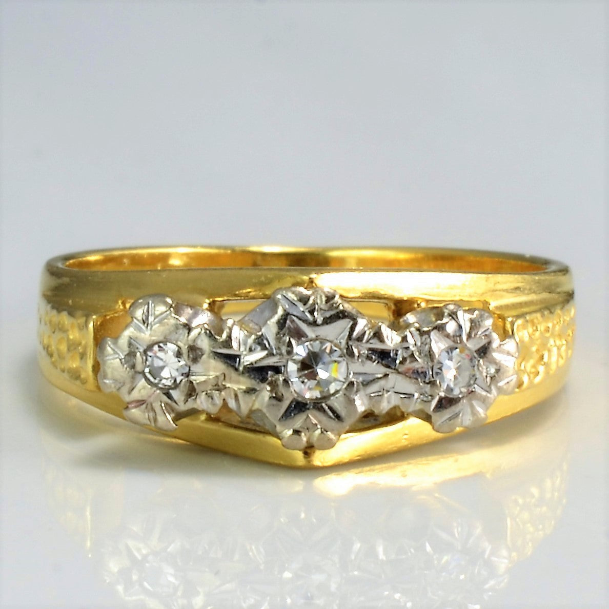 Vintage Three Stone Diamond Ring | 0.04 ctw, SZ 5.25 |