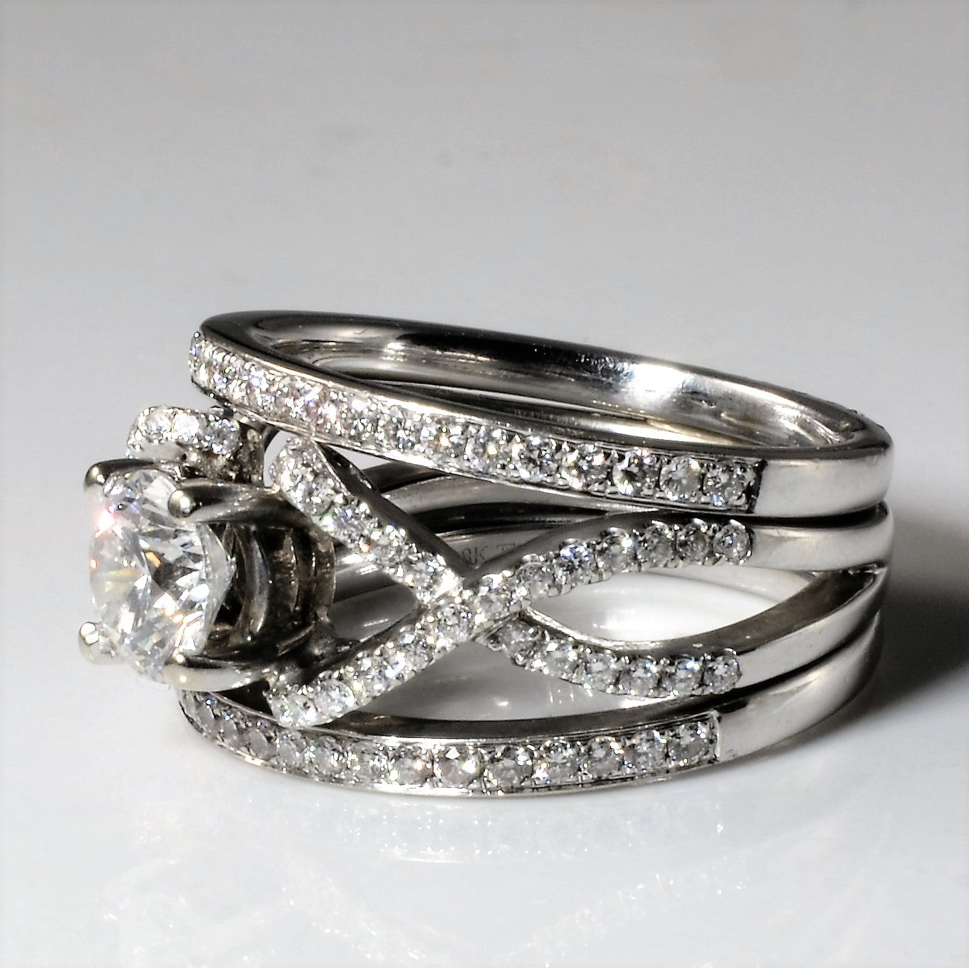 Soldered Diamond Infinity Wedding Set | 1.33ctw | SZ 5.75 |