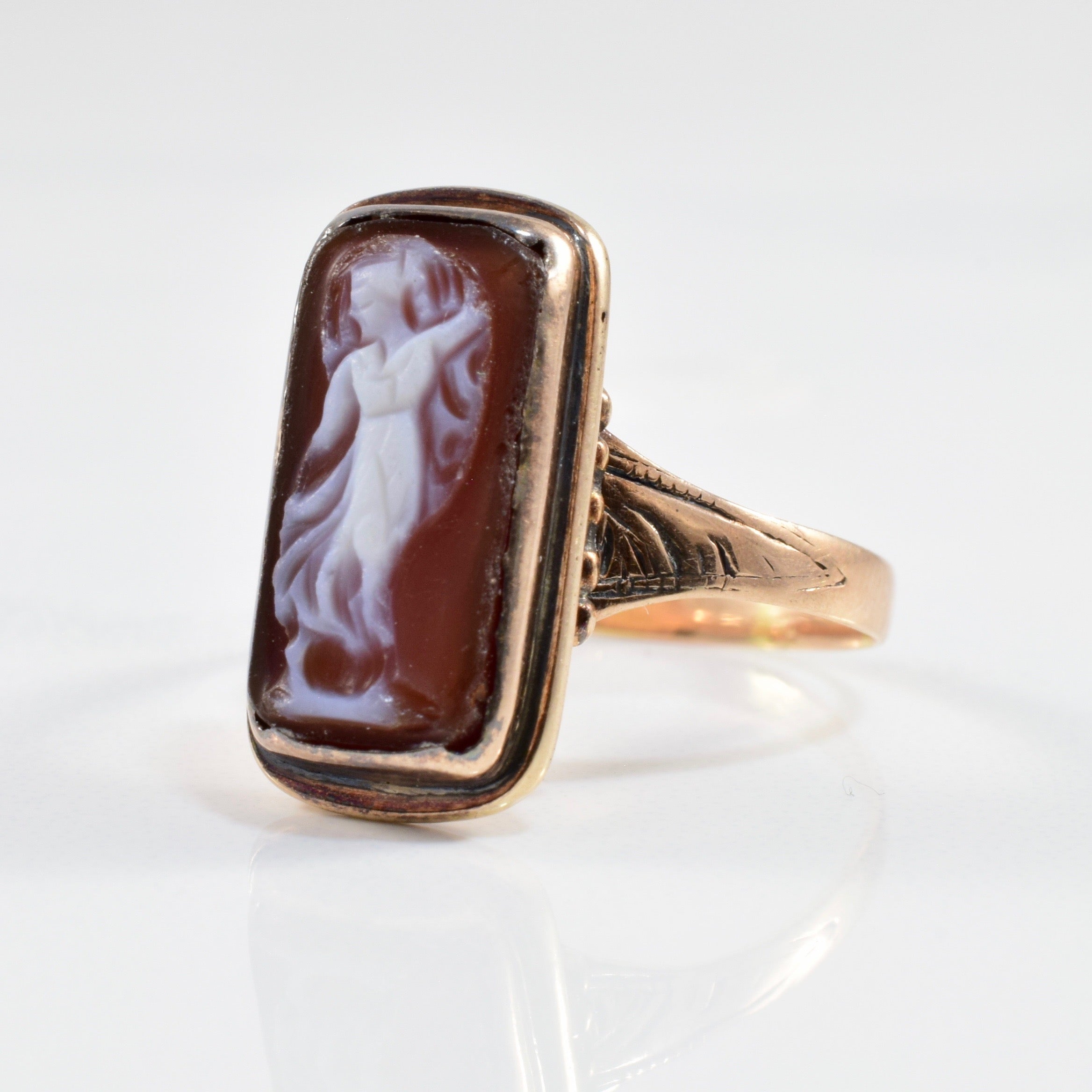 Victorian Era Onyx Cameo Ring | 2.00ct | SZ 5.25 |