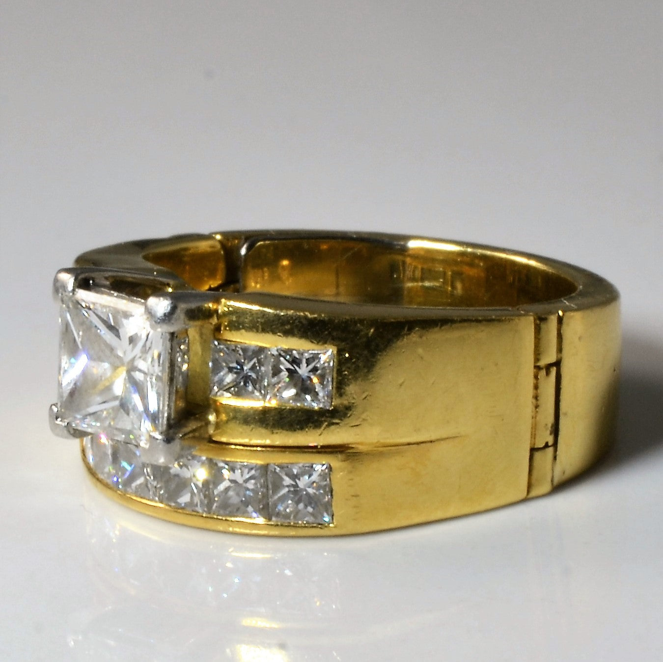 Hinged Arthritic Shank Diamond Wedding Set | 2.17ctw | SZ 6.75 |