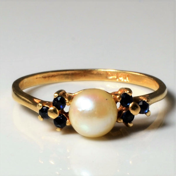 Pearl & Sapphire Ring | 0.09ctw | SZ 6.25 |