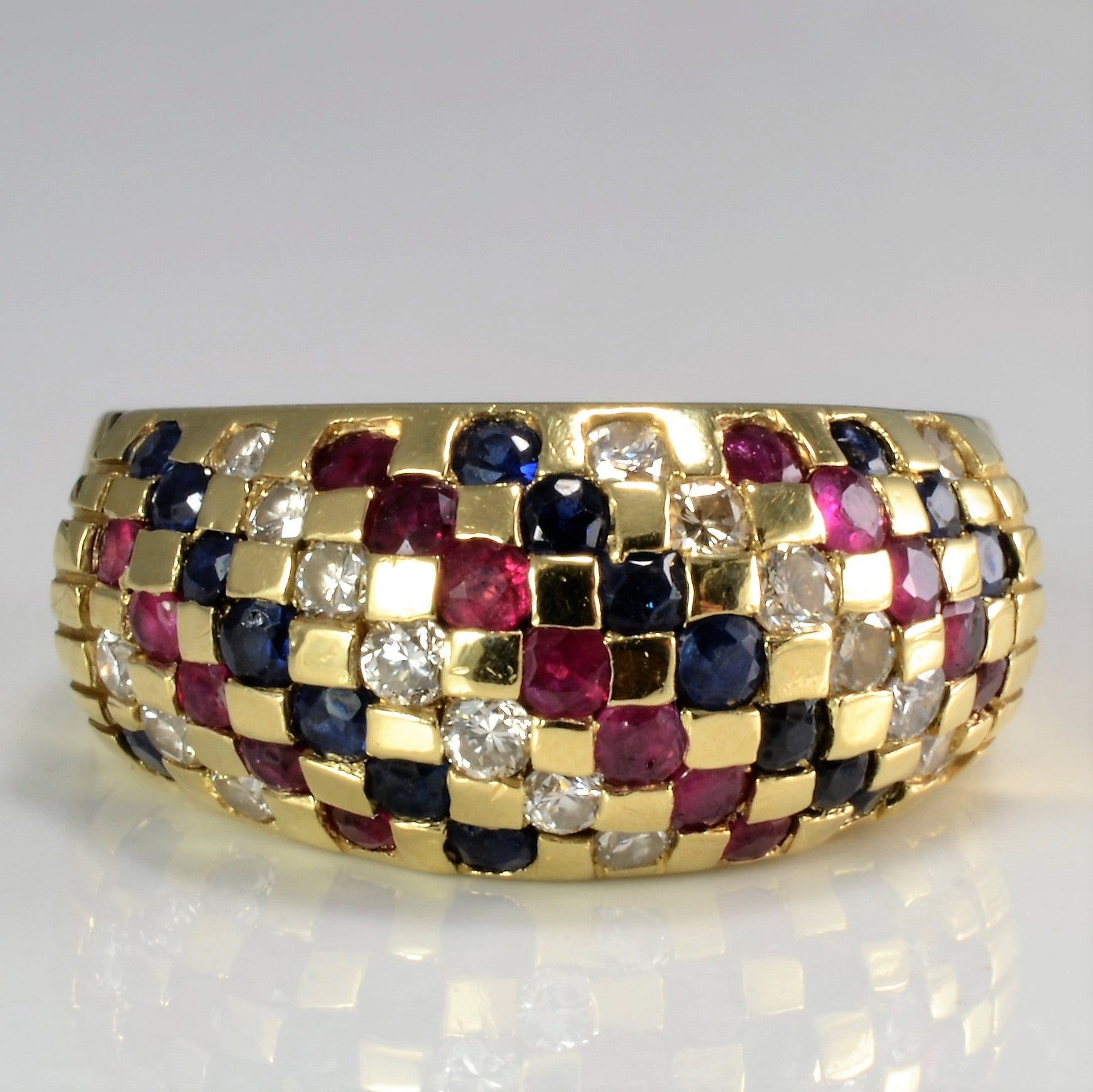 Multi-Gemstone Ladies Dome 14k Ring | 0.30 ctw, SZ 5.5 |
