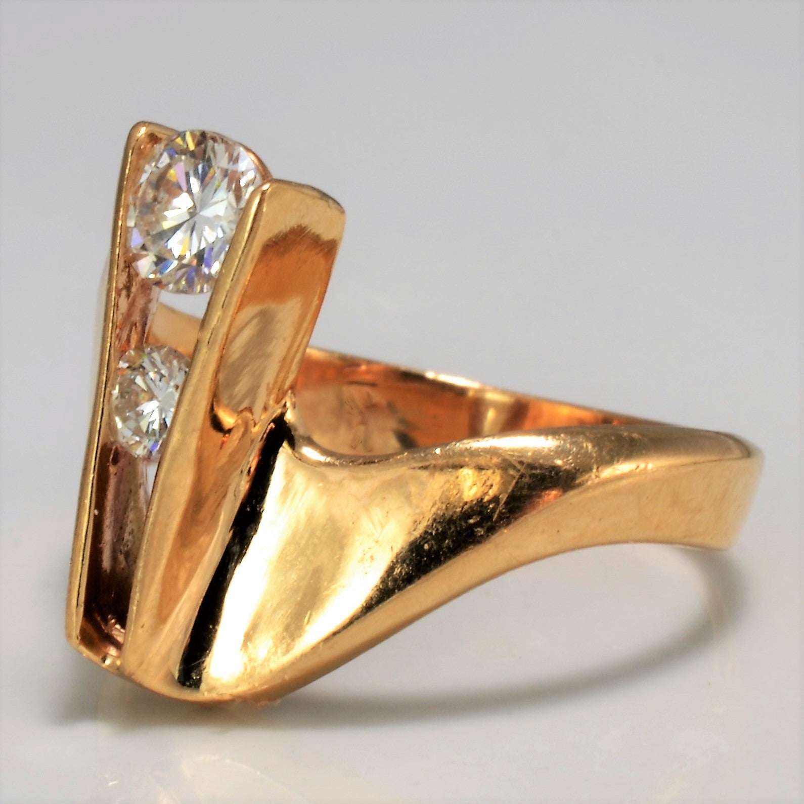 Unique Channel Set Diamond Chevron Ring | 0.39 ctw, SZ 6.25 |