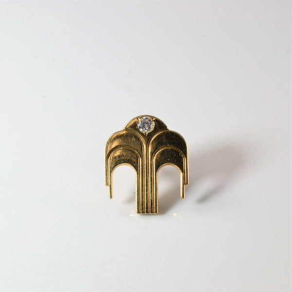 Vintage Flush Set Solitaire Diamond Gold Pin | 0.12ct |