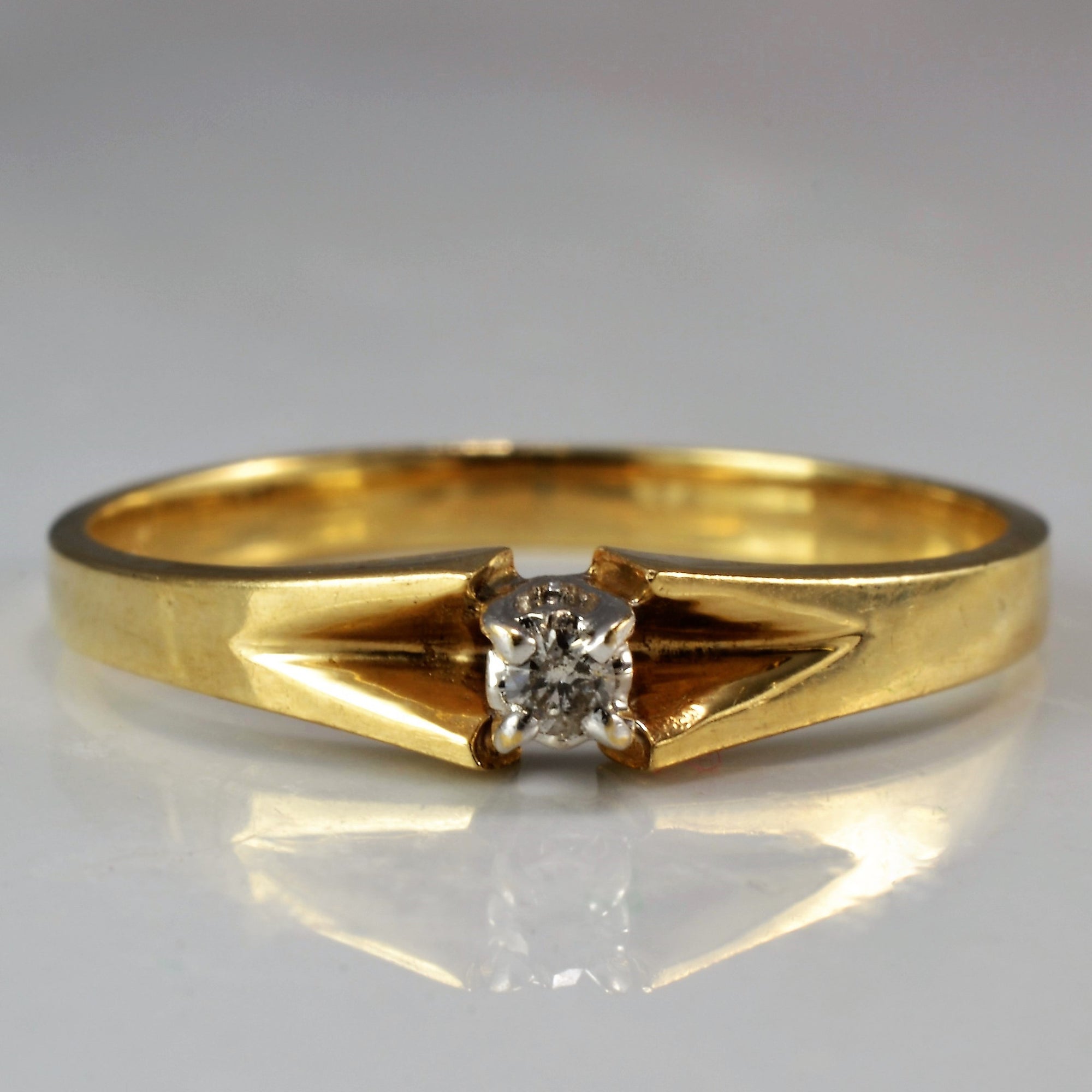 Petite Yellow Gold Solitaire Ring | 0.02ct | SZ 6 |