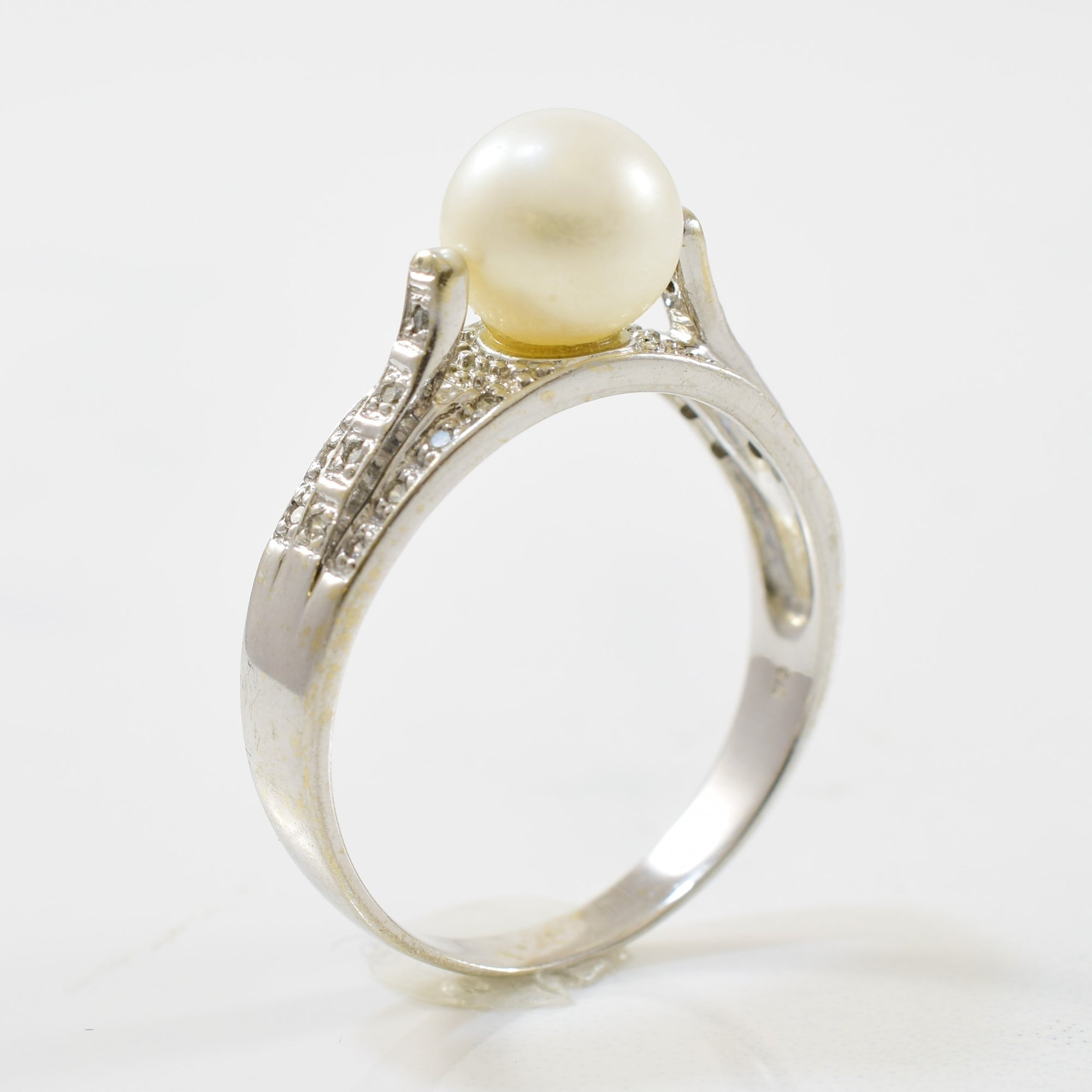 Pearl & Diamond Cathedral Ring | 0.12ctw, 3.50ct | SZ 10.25 |