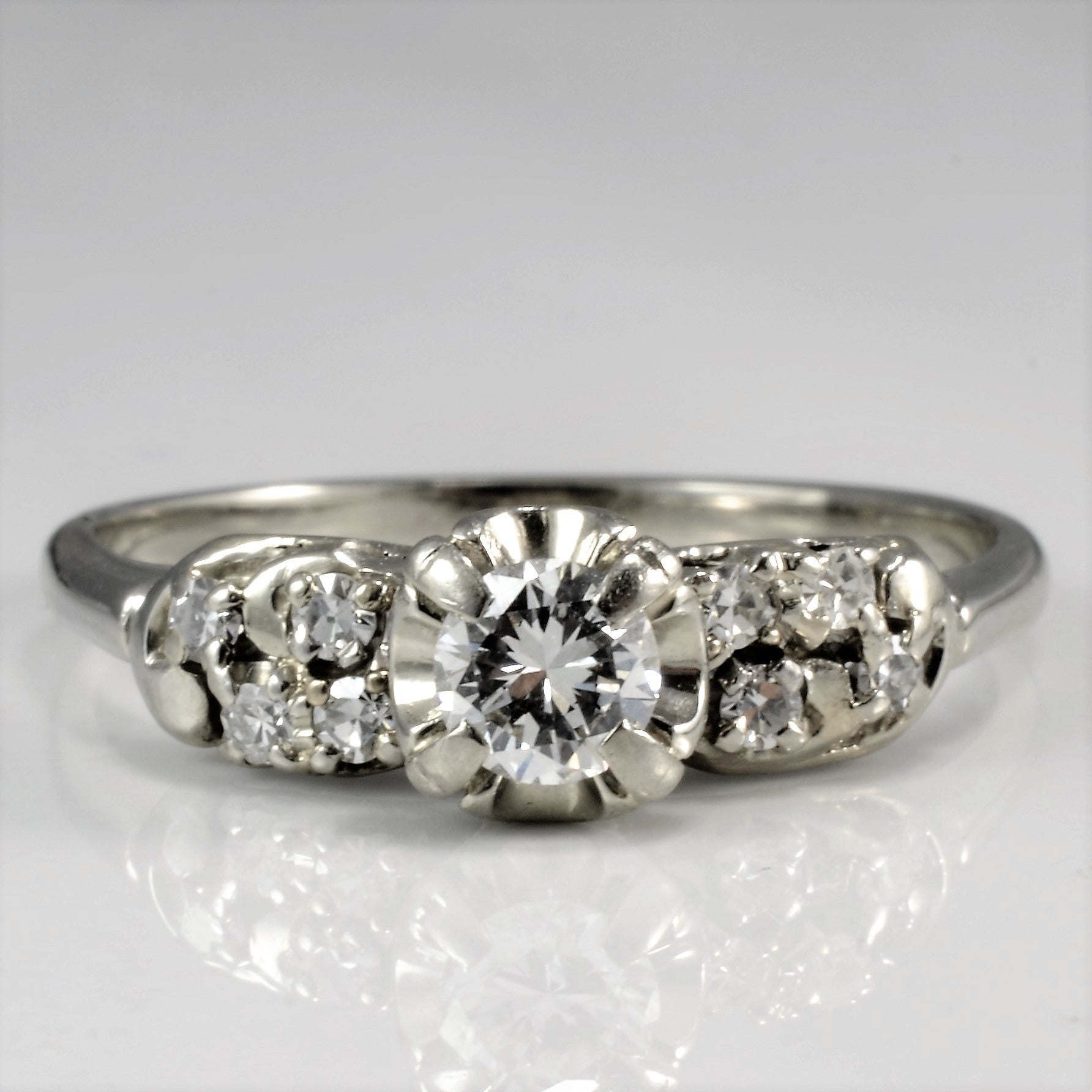 Retro Illusion Four Prong Diamond Wedding Ring | 0.38 ctw, SZ 8.25 |