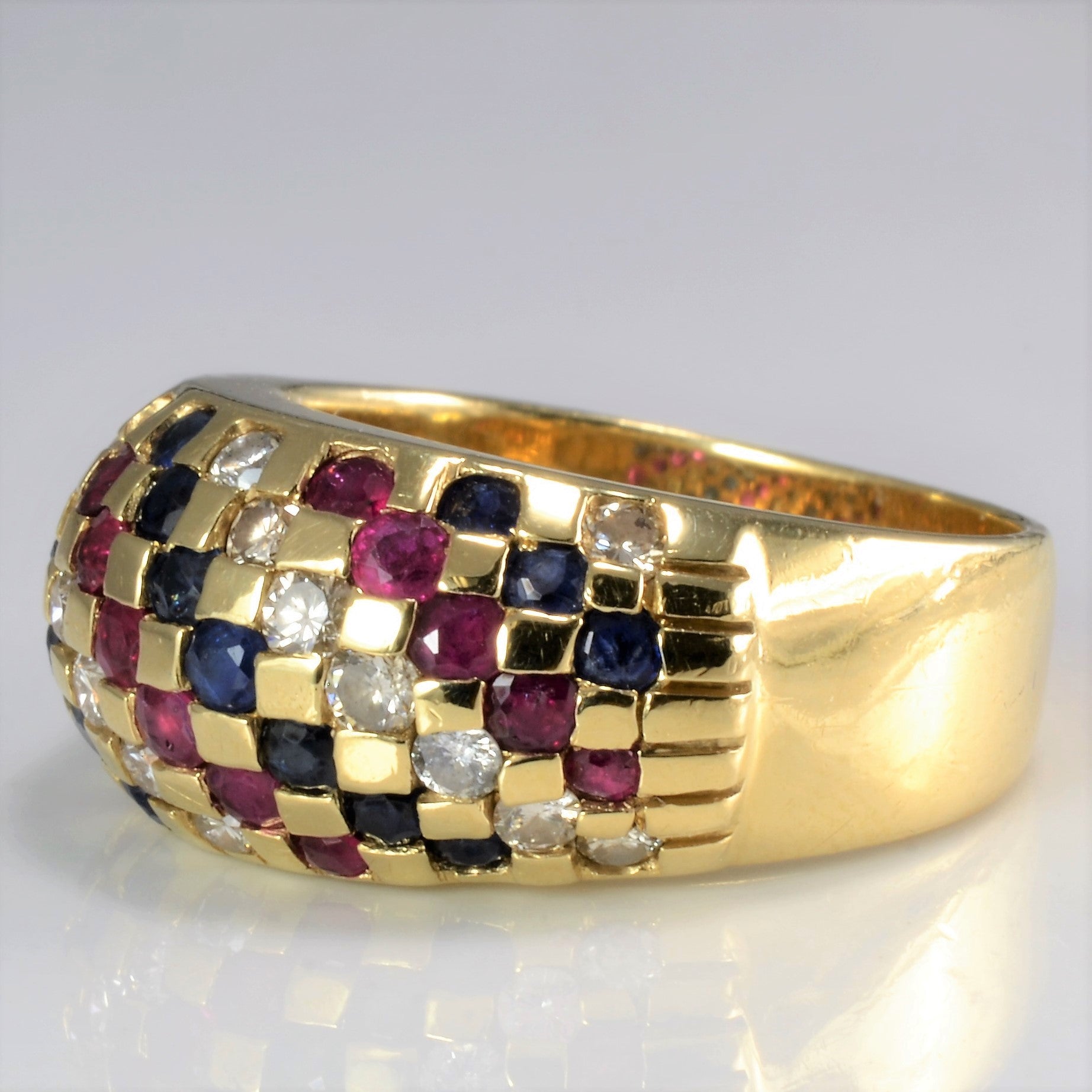 Multi-Gemstone Ladies Dome 14k Ring | 0.30 ctw, SZ 5.5 |