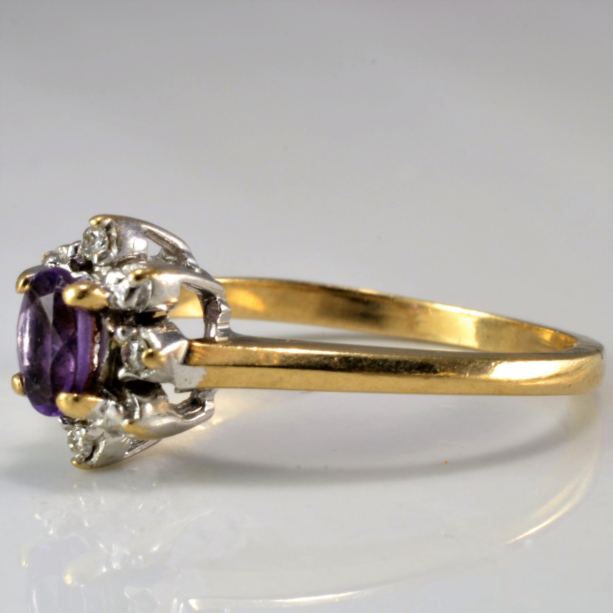 Petite Amethyst & Diamond Ring | 0.02 ctw, SZ 6 |