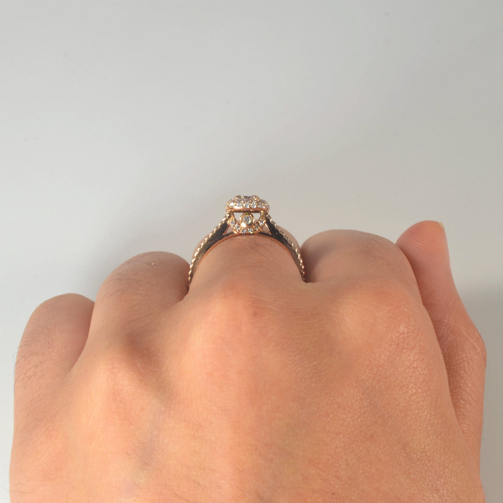 Pave Diamond Halo Engagement Ring | 0.66ctw | SZ 6 |