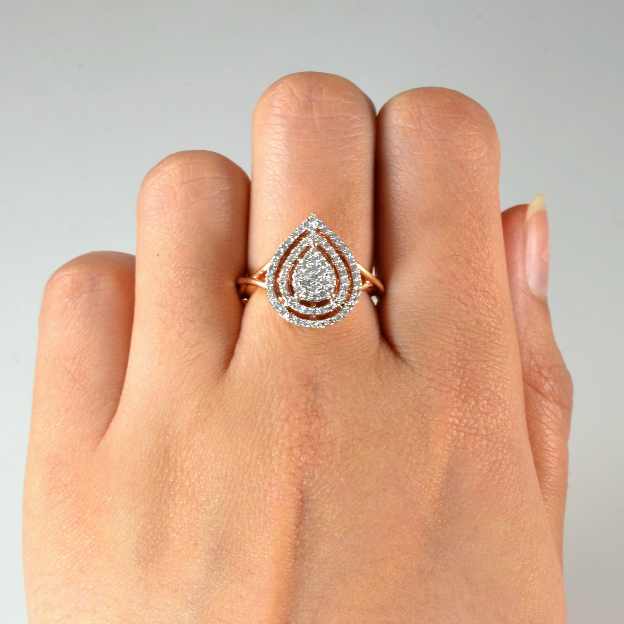 Rose Gold Pear Shaped Diamond Cluster Ring | 0.35ctw | SZ 6 |