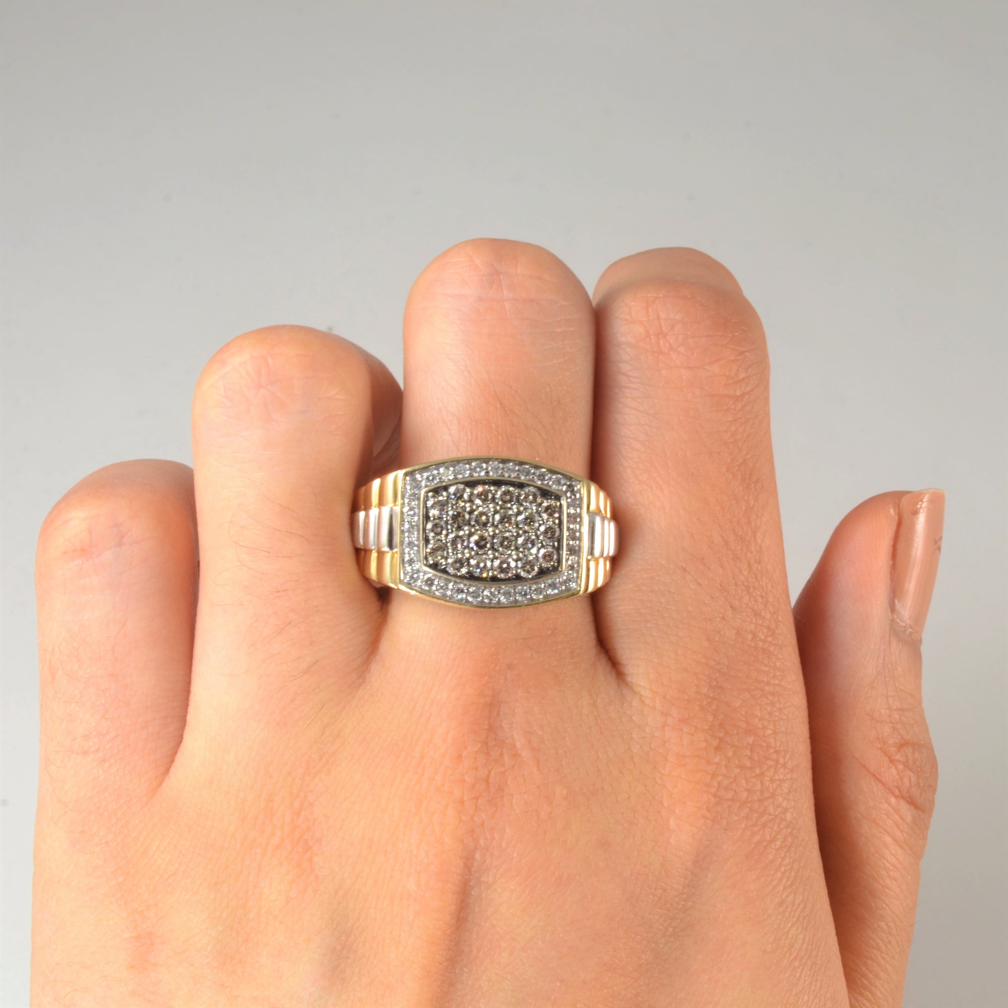 Two Tone Champagne Diamond Ring | 0.95ctw | SZ 10 |