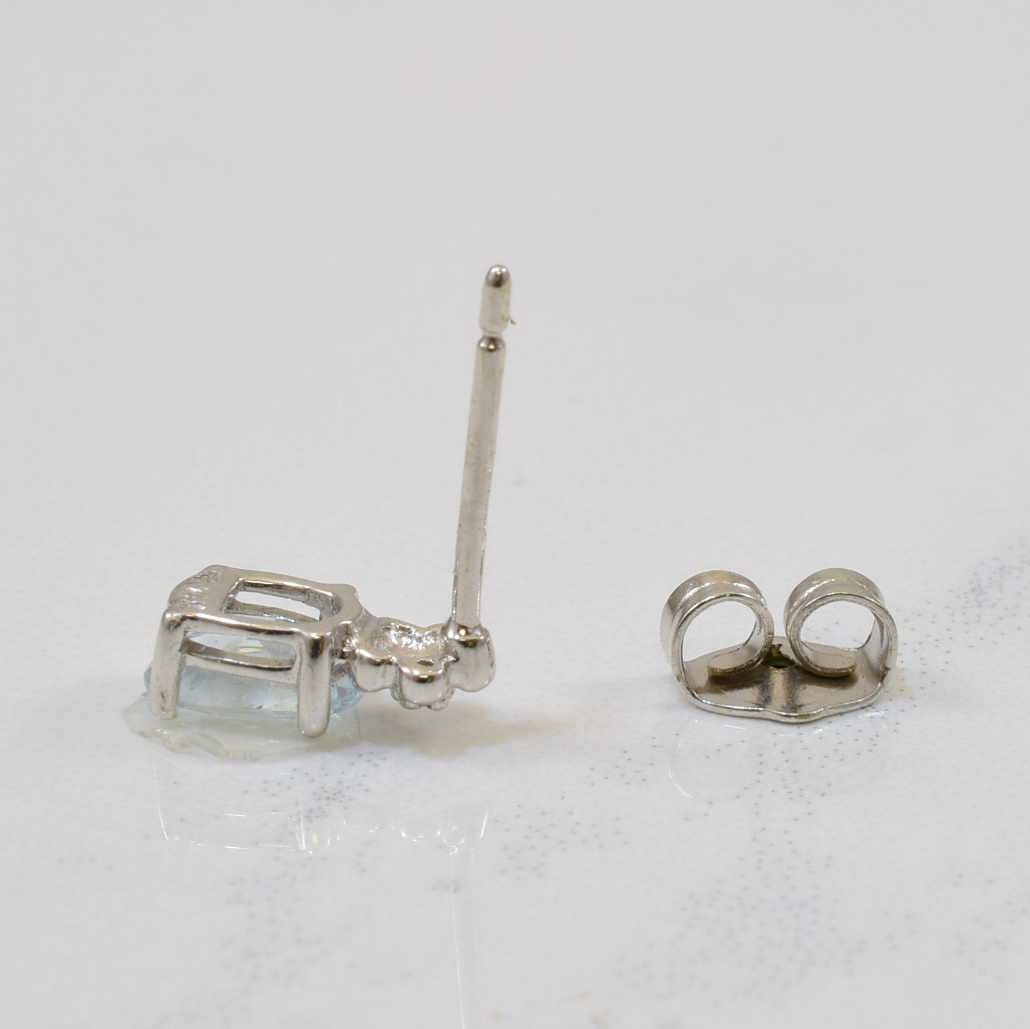 Aquamarine & Diamond Drop Stud Earrings | 1.00ctw, 0.01ctw |
