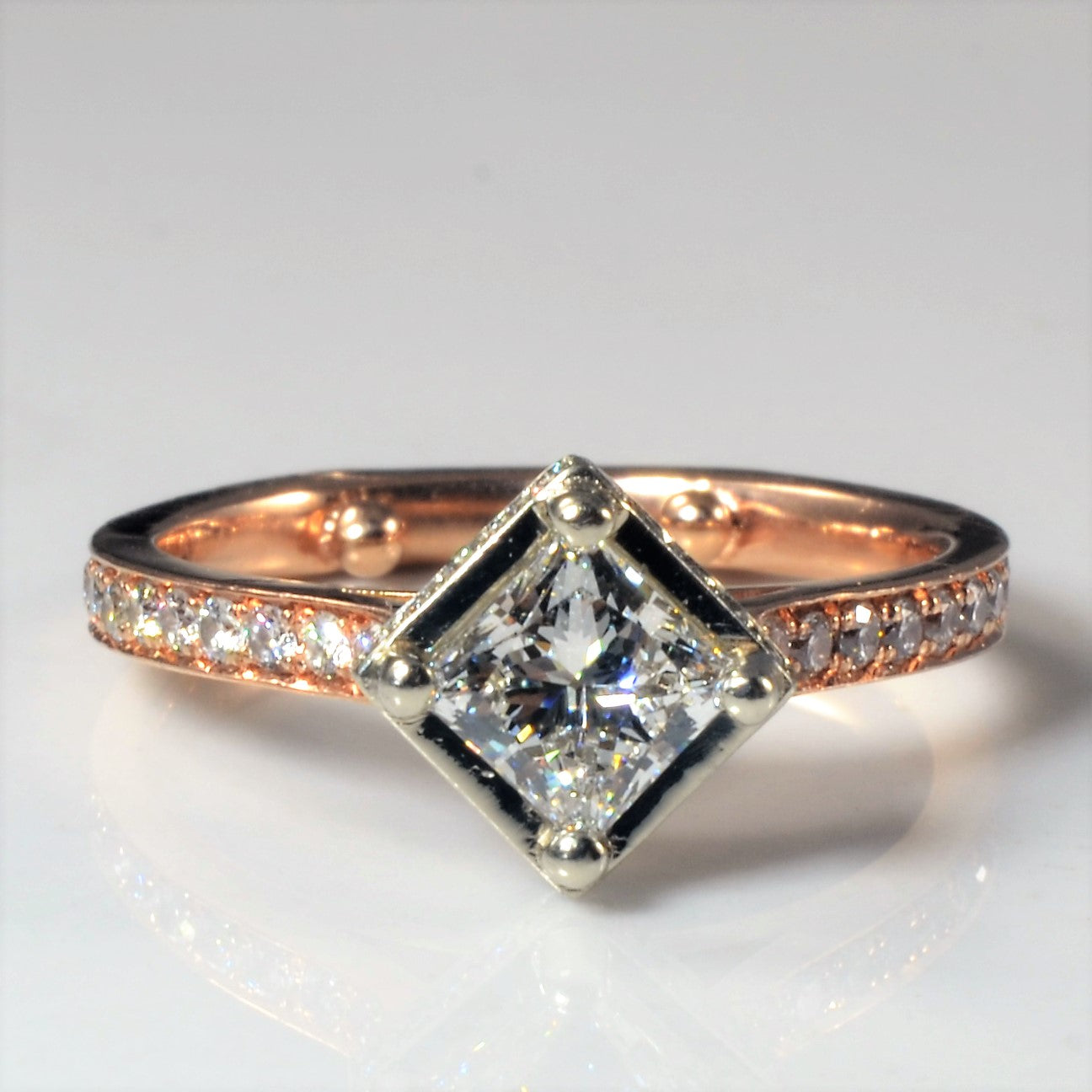 Noam Carver' East West Princess Diamond Engagement Ring | 0.94ctw | SZ 4.75 |