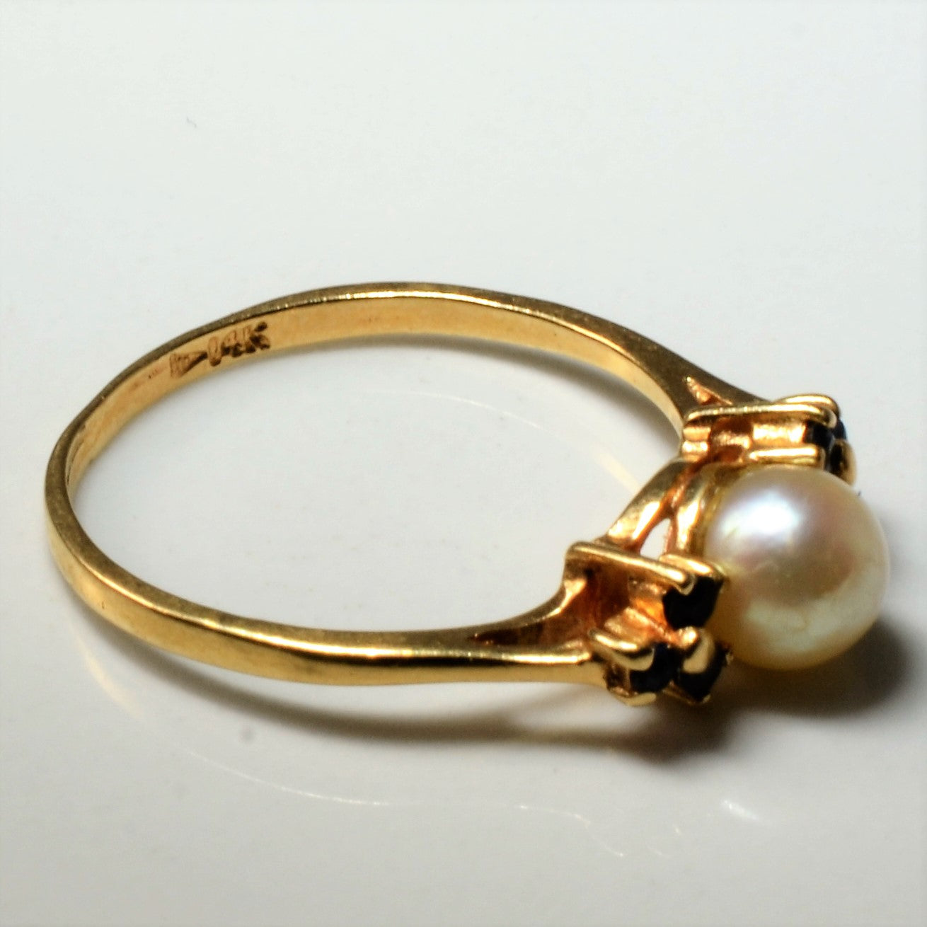 Pearl & Sapphire Ring | 0.09ctw | SZ 6.25 |