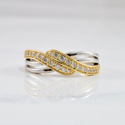 Two Tone Diamond Bypass Band | 0.16 ctw SZ 5.75 |