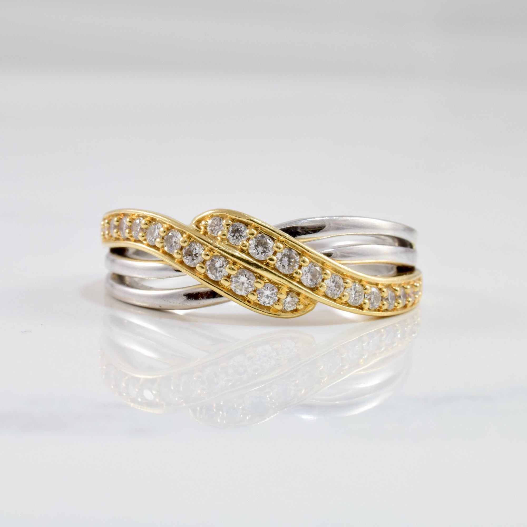 Two Tone Diamond Bypass Band | 0.16 ctw SZ 5.75 |