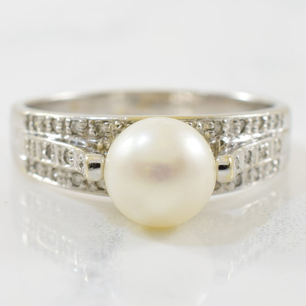 Pearl & Diamond Cathedral Ring | 0.12ctw, 3.50ct | SZ 10.25 |
