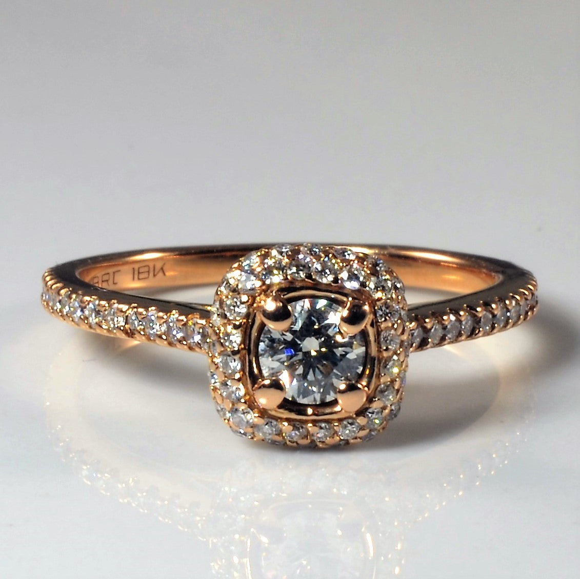 Pave Diamond Halo Engagement Ring | 0.66ctw | SZ 6 |