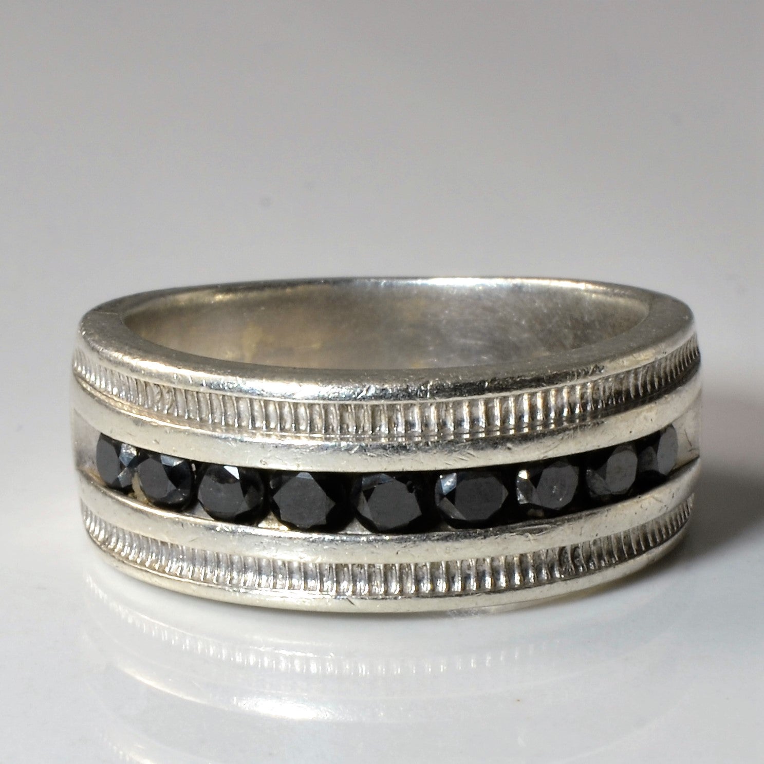 Sterling Silver Black Diamond Band | 0.90ctw | SZ 9.75 |