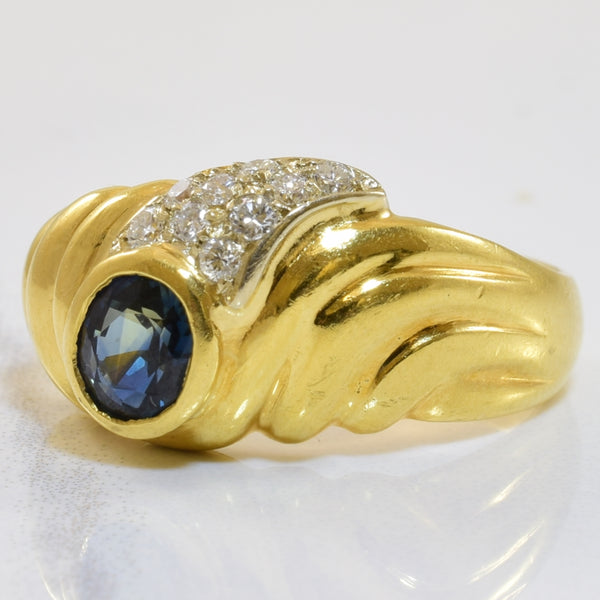Blue Sapphire & Diamond Ring | 0.75ct, 0.18ctw | SZ 7 |