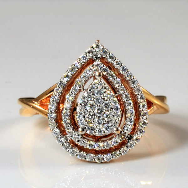 Rose Gold Pear Shaped Diamond Cluster Ring | 0.35ctw | SZ 6 |