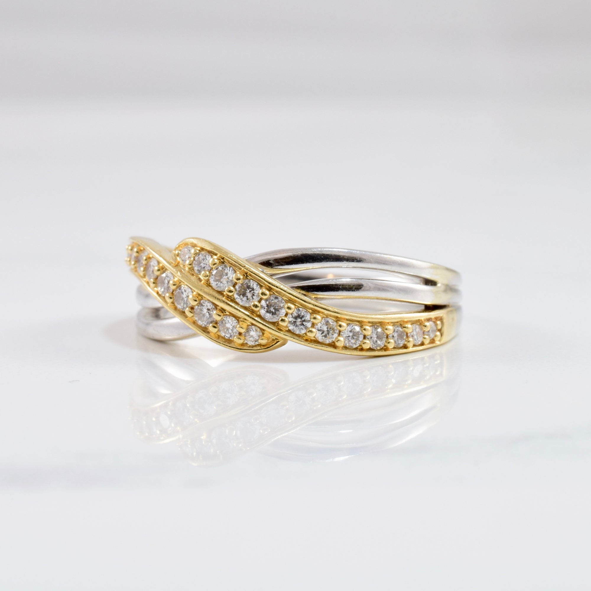 Two Tone Diamond Bypass Band | 0.16 ctw SZ 5.75 |