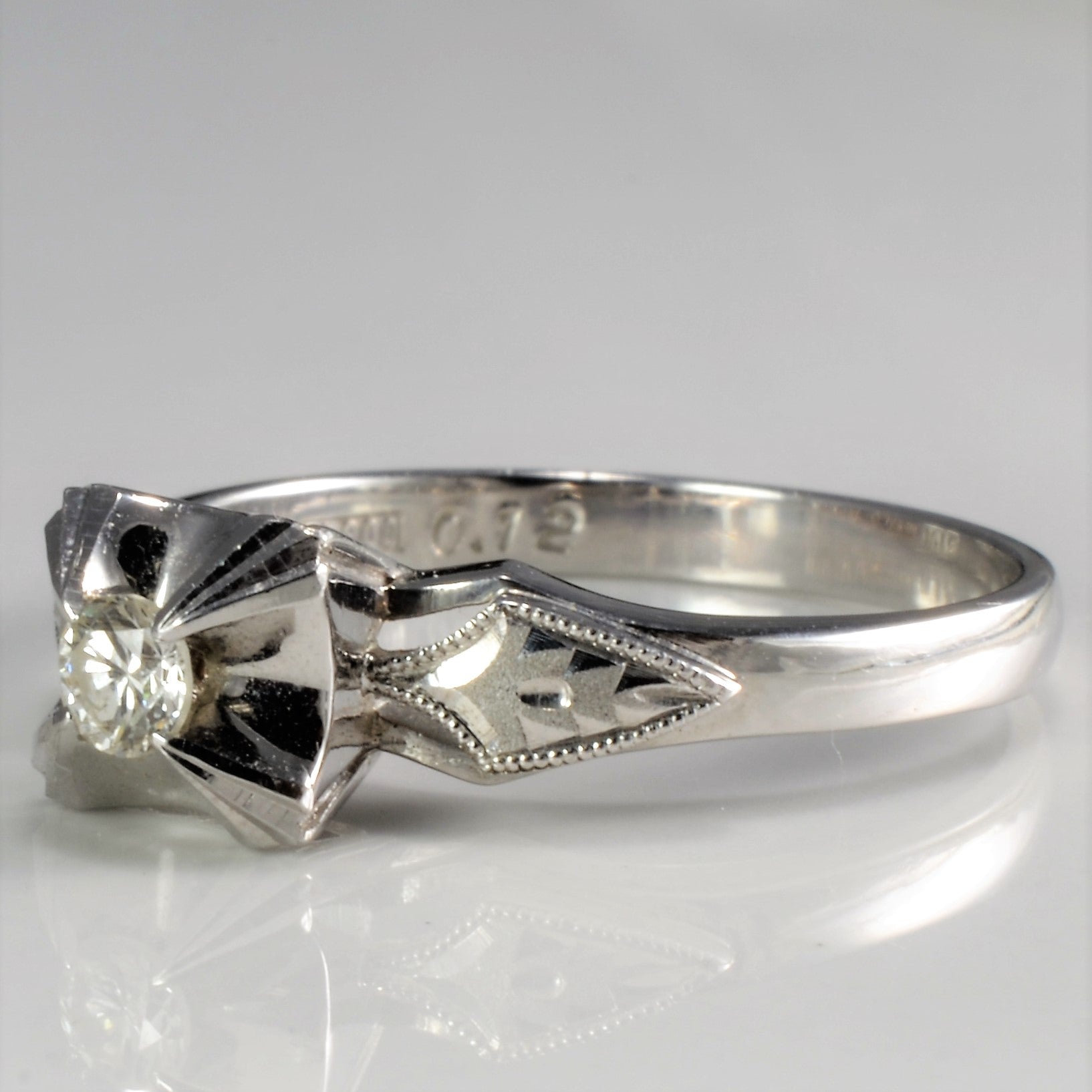 Platinum Solitaire Diamond Vintage Ring | 0.12 ct, SZ 6.5 |