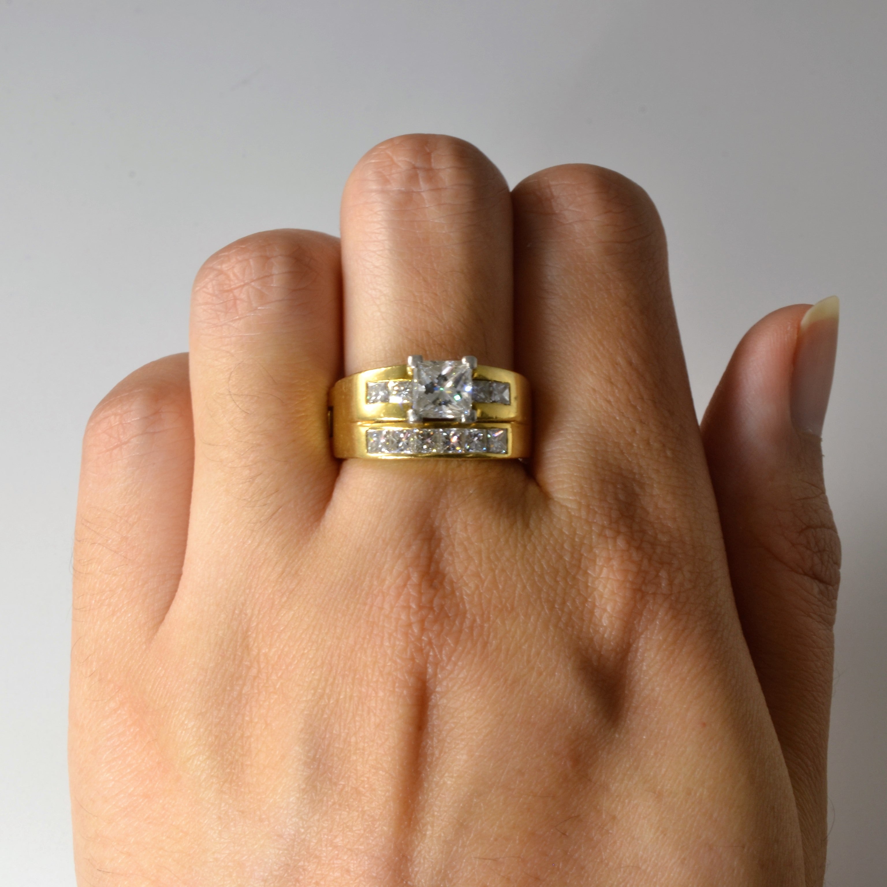 Hinged Arthritic Shank Diamond Wedding Set | 2.17ctw | SZ 6.75 |