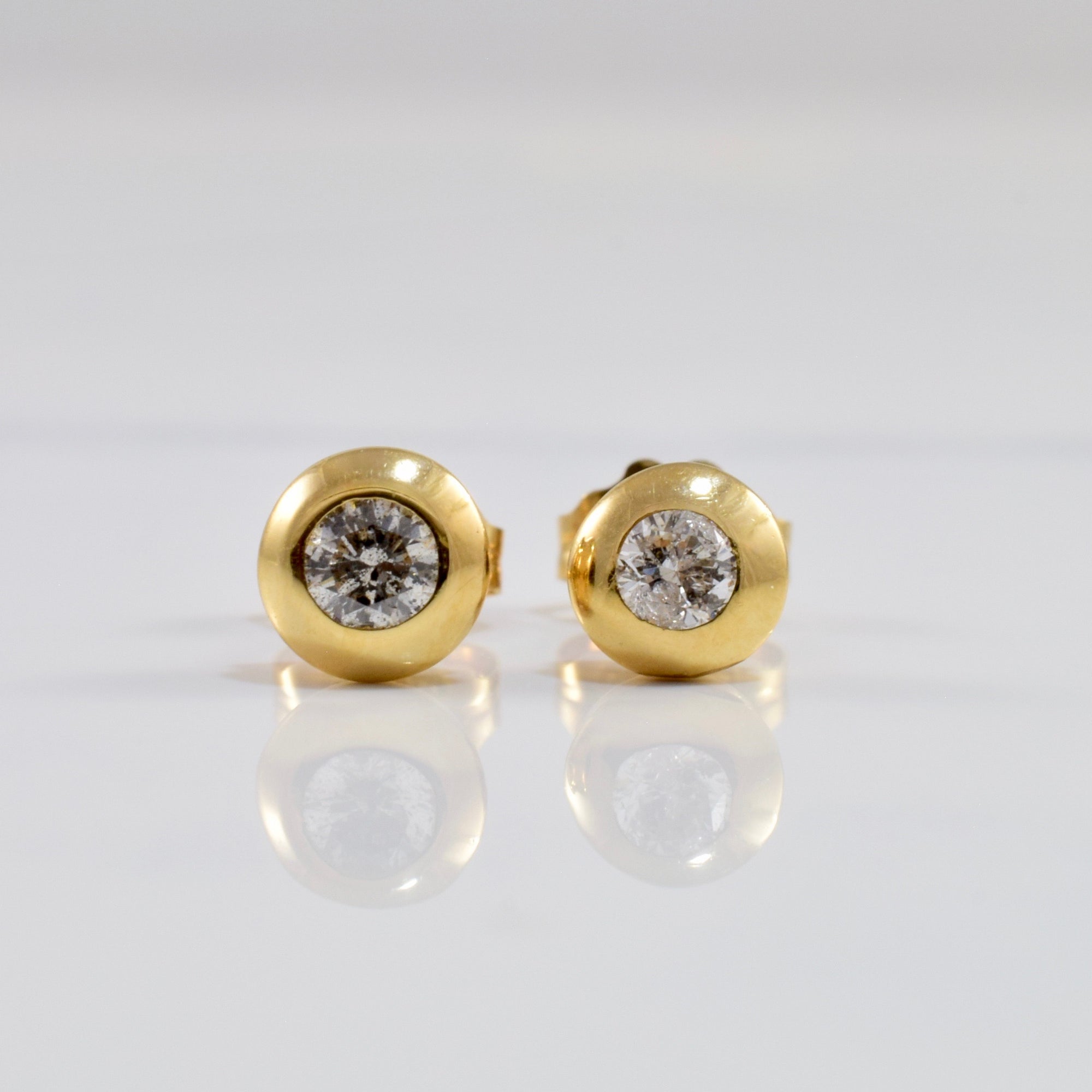 Bezel Set Diamond Stud Earrings | 0.20 ctw |