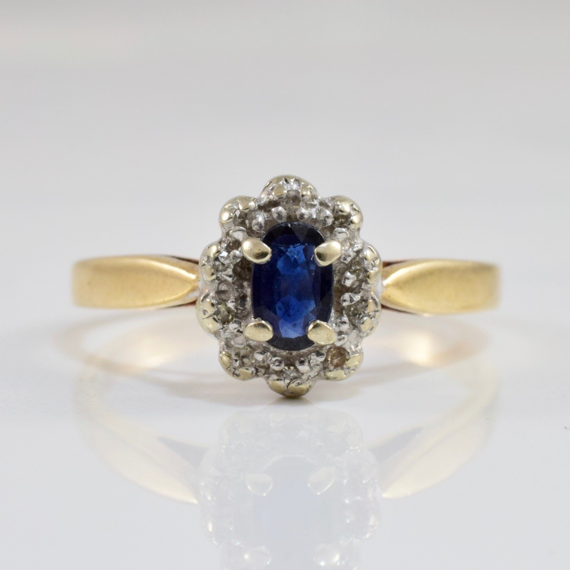 Sapphire and Diamond Halo Ring | 0.02 ctw SZ 6.25 |