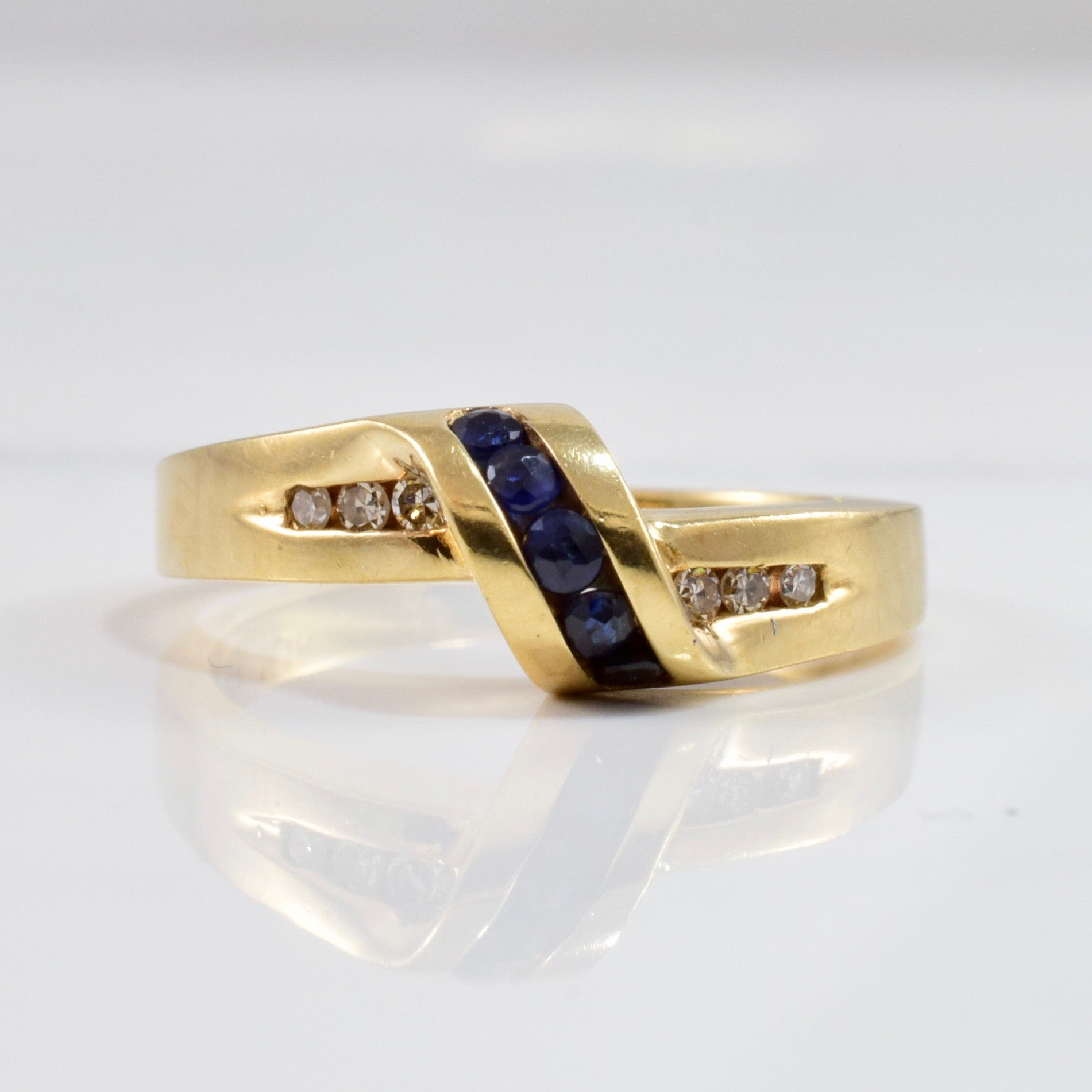 Bypass Sapphire and Diamond Ring | 0.05 ctw SZ 5.75 |